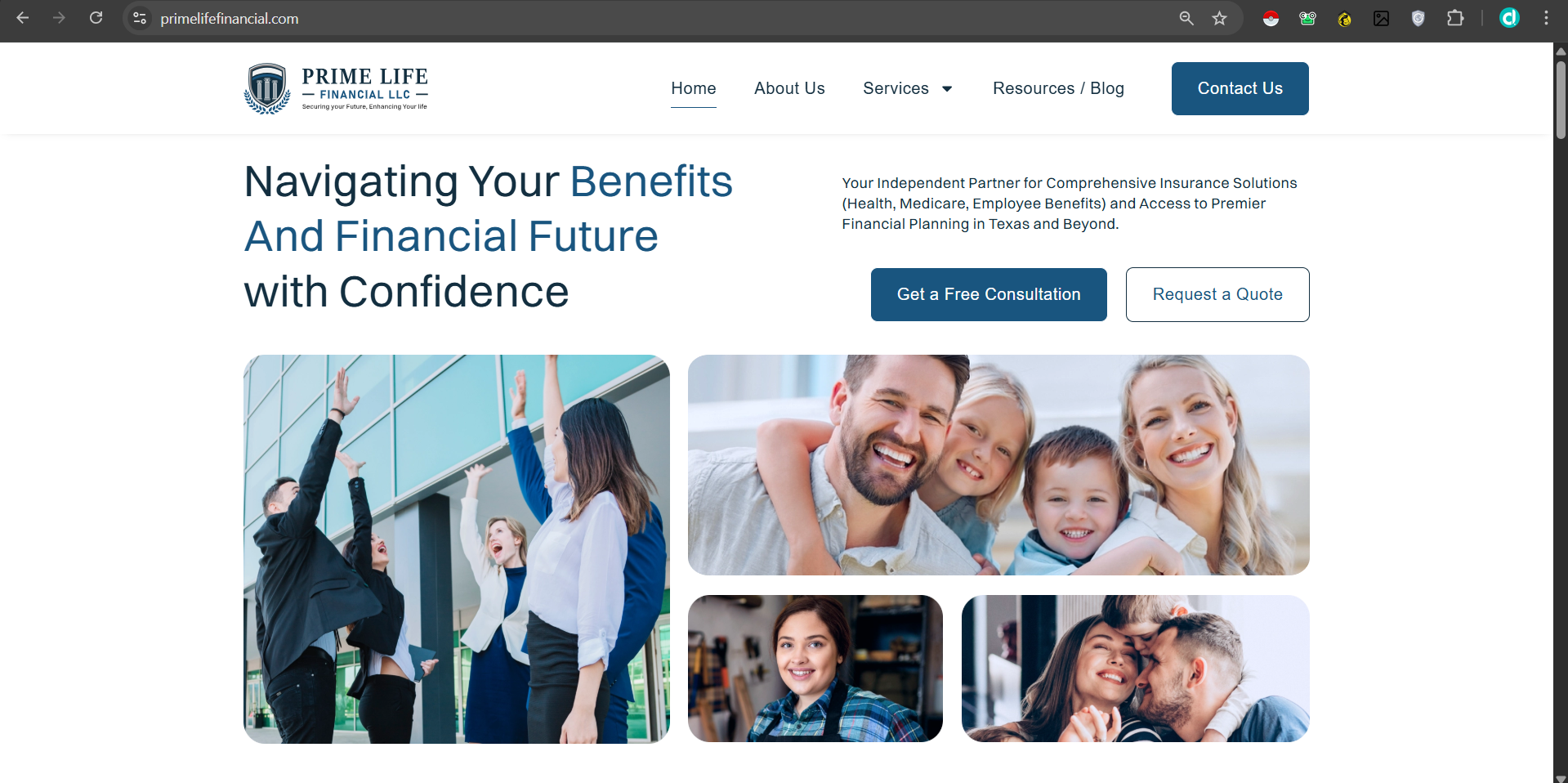 Portfolio 1 Prime Life Financial Website